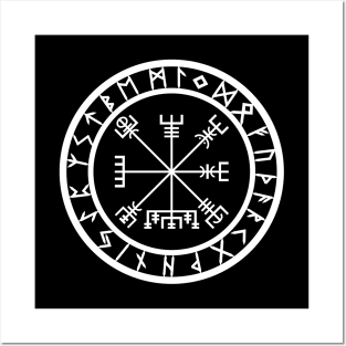 Vegvisir /// Rune Circle White Posters and Art